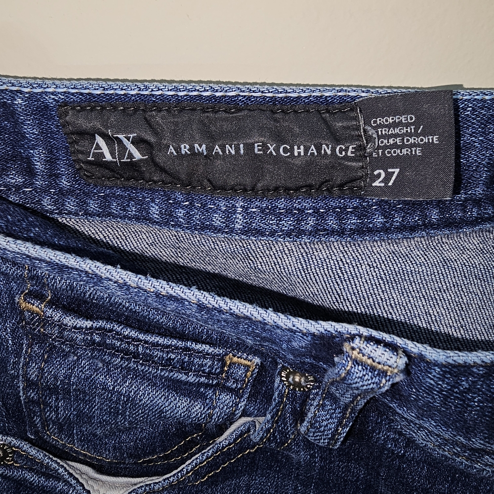 Armani Exchange AX Women's Cropped Straight Ankle Blue Jeans Vintage Size 27 EUC